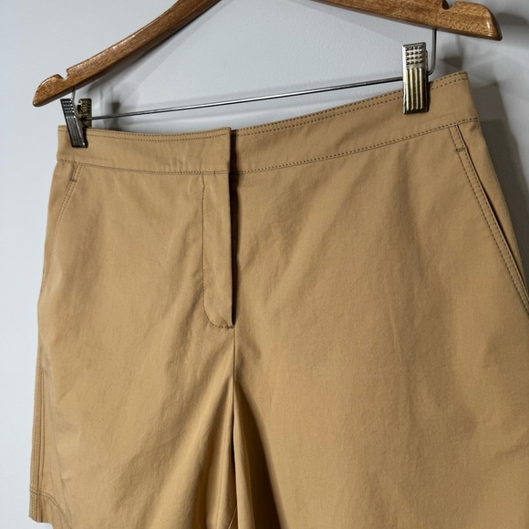 Lafayette 148 New York Cotton Stretch High Waisted Khaki shorts Honeynut Medium - Picture 2 of 10